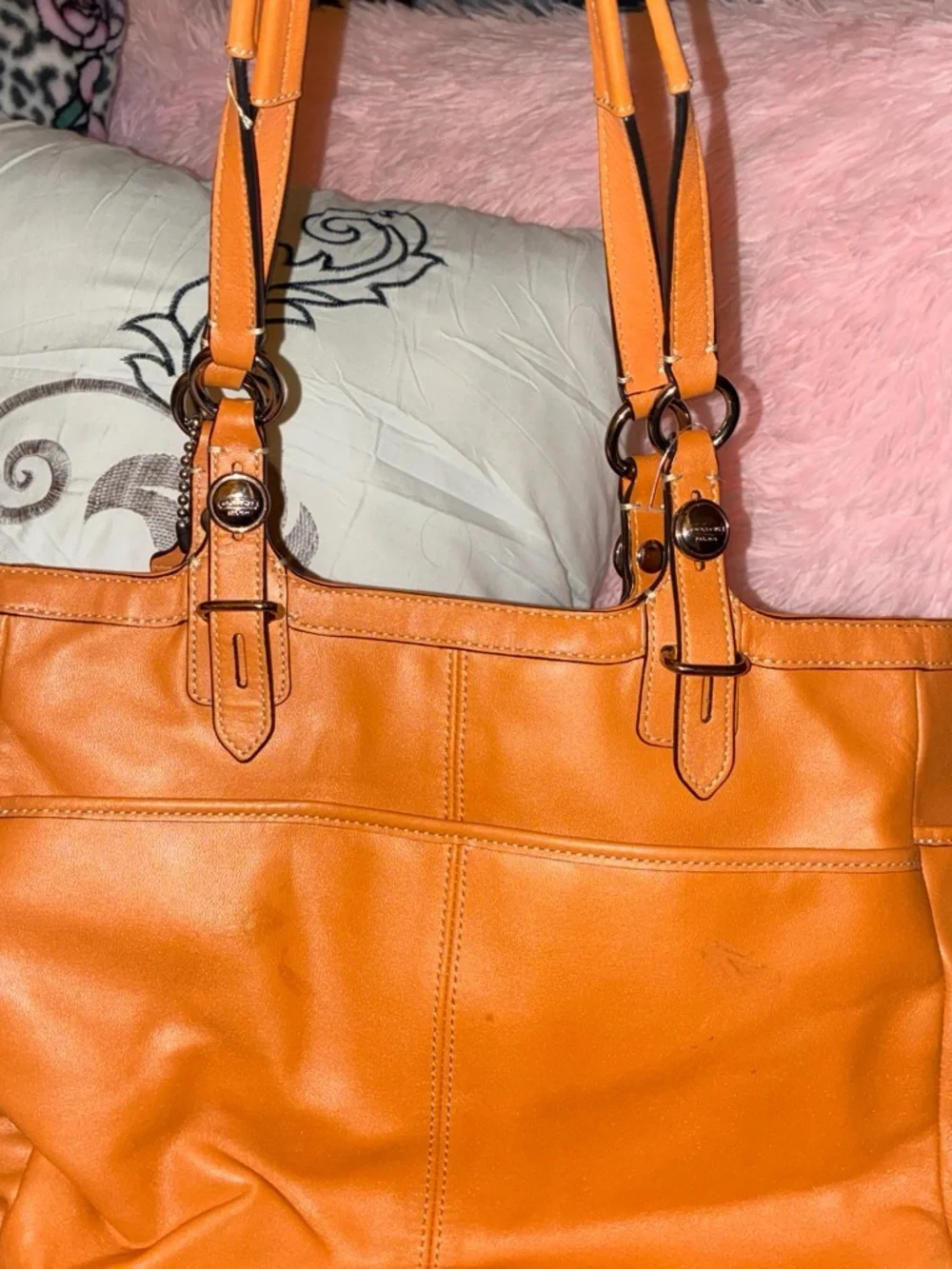 COACH Orange Leather Shoulder Bag